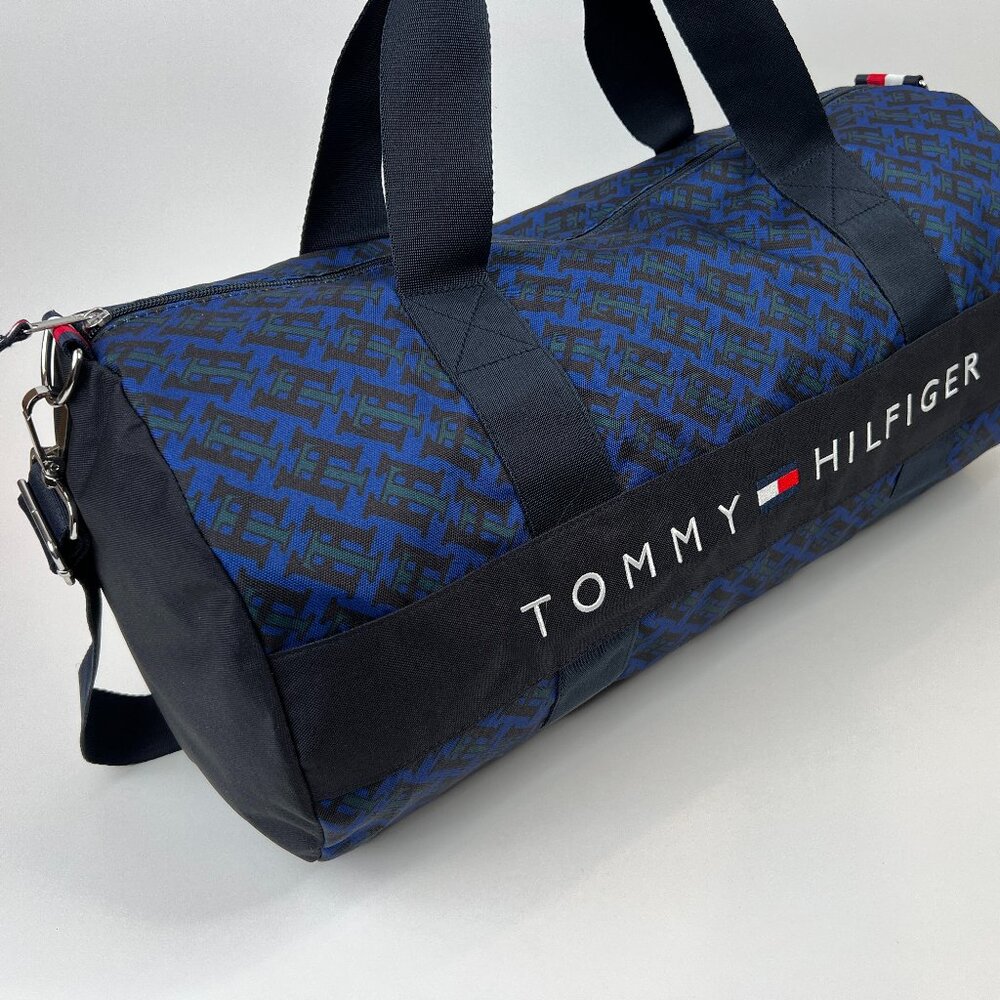 Tommy Hilfiger Jackson Duffle Bag, TH Print, Navy/Green